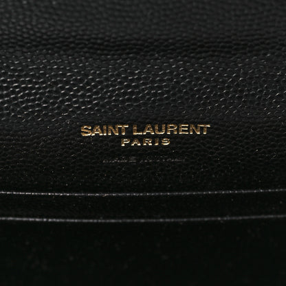 Saint Laurent Grain De Poudre Matelasse Chevron Small Monogram Envelope Wallet Black 6 of 6