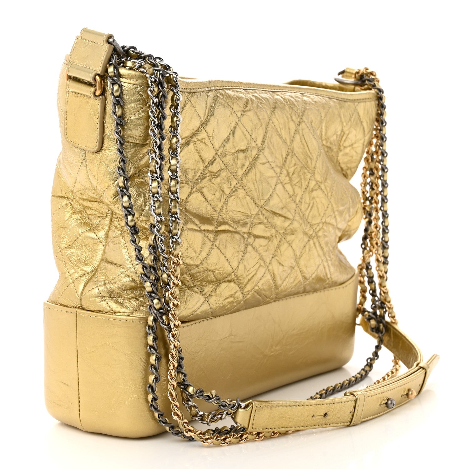Chanel Metallic Lambskin Calfskin Quilted Large Gabrielle Hobo Gold 3 of 11