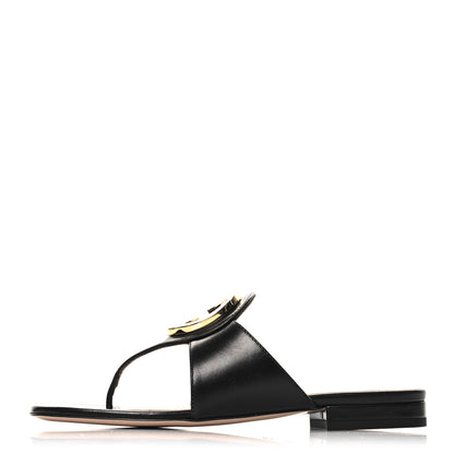 Gucci Calfskin Cachemire Blondie 15mm Thong Sandals 35.5 Black 1 of 8