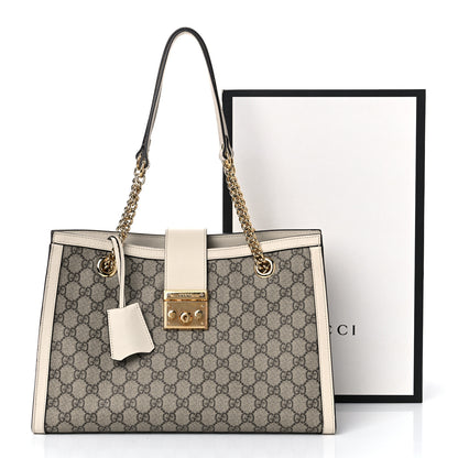 Gucci GG Supreme Monogram Medium Padlock Tote White 19 of 19