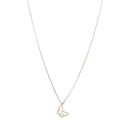 Van Cleef & Arpels 18K Yellow Gold Mother of Pearl Sweet Alhambra Butterfly Pendant Necklace 1 of 7