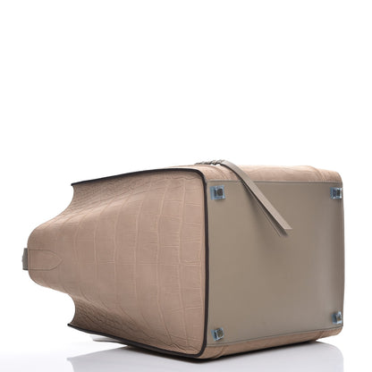 Celine Crocodile Embossed Nubuck Medium Phantom Luggage Beige 2 of 14
