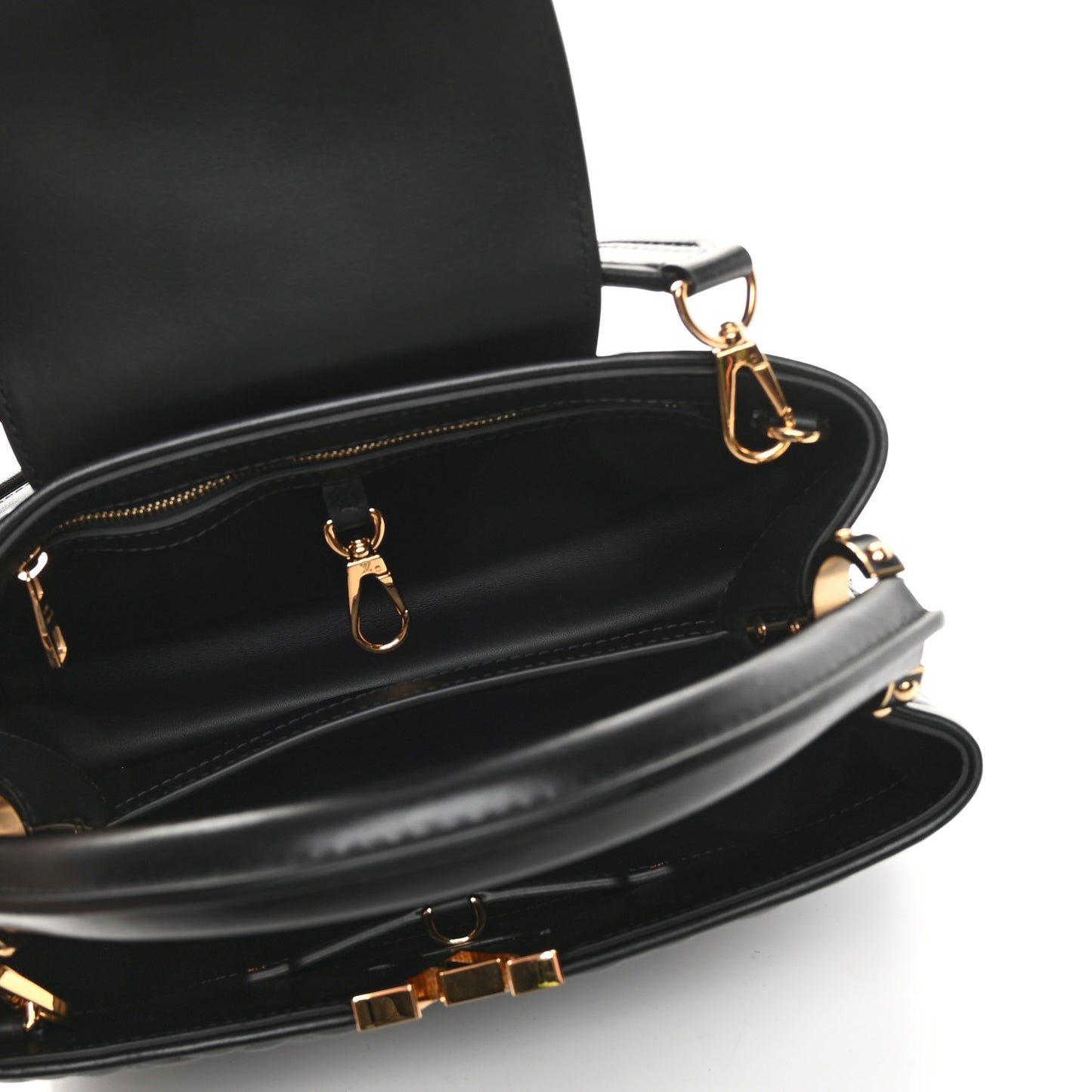 Lambskin Quilted Flower Capucines PM Black