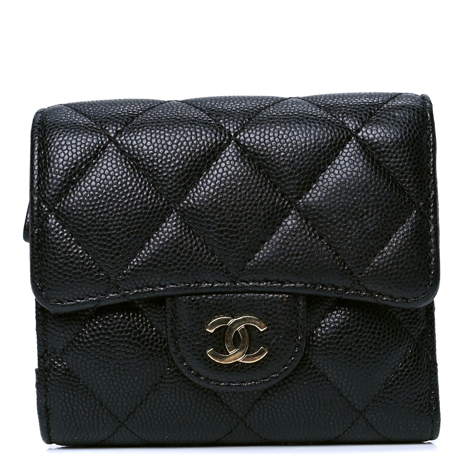 Chanel Caviar Quilted Compact Flap Wallet Black 1 of 4