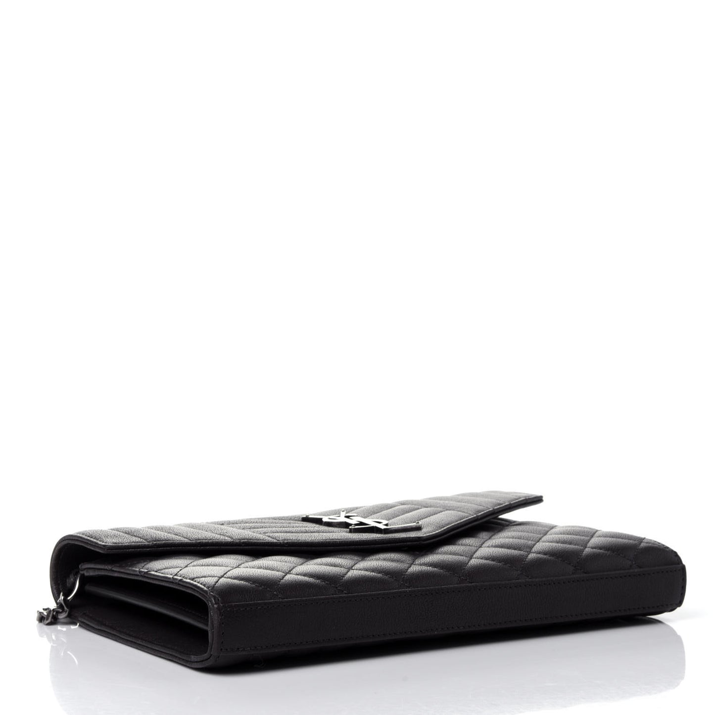 Sheepskin Tri-Quilt Monogram Envelope Chain Wallet Earth