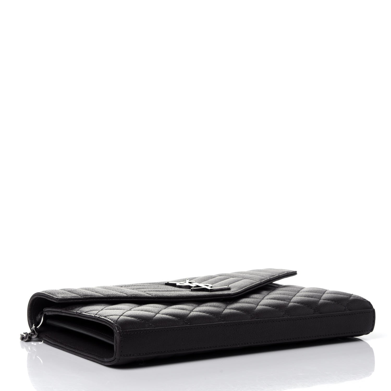 Saint Laurent Sheepskin Tri-Quilt Monogram Envelope Chain Wallet Earth 3 of 4
