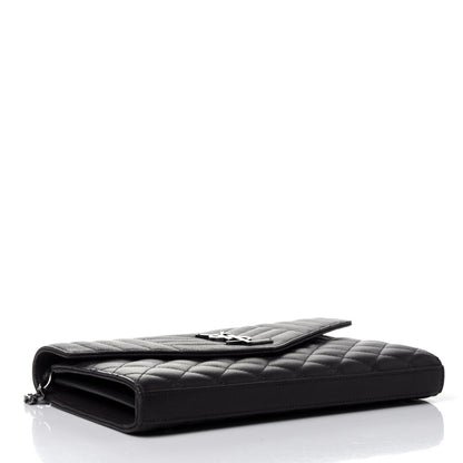 Saint Laurent Sheepskin Tri-Quilt Monogram Envelope Chain Wallet Earth 3 of 4