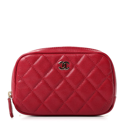 Chanel Caviar Quilted Small Curvy Pouch Cosmetic Case Dark Pink 1 of 7