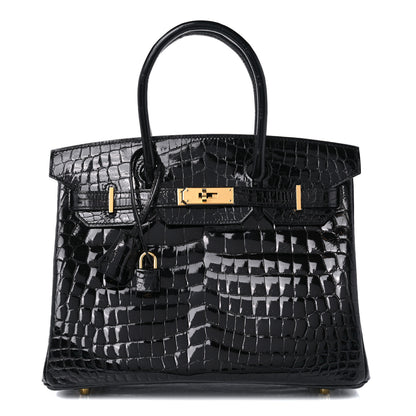 Hermes Shiny Niloticus Crocodile Birkin 30 Black 1 of 12