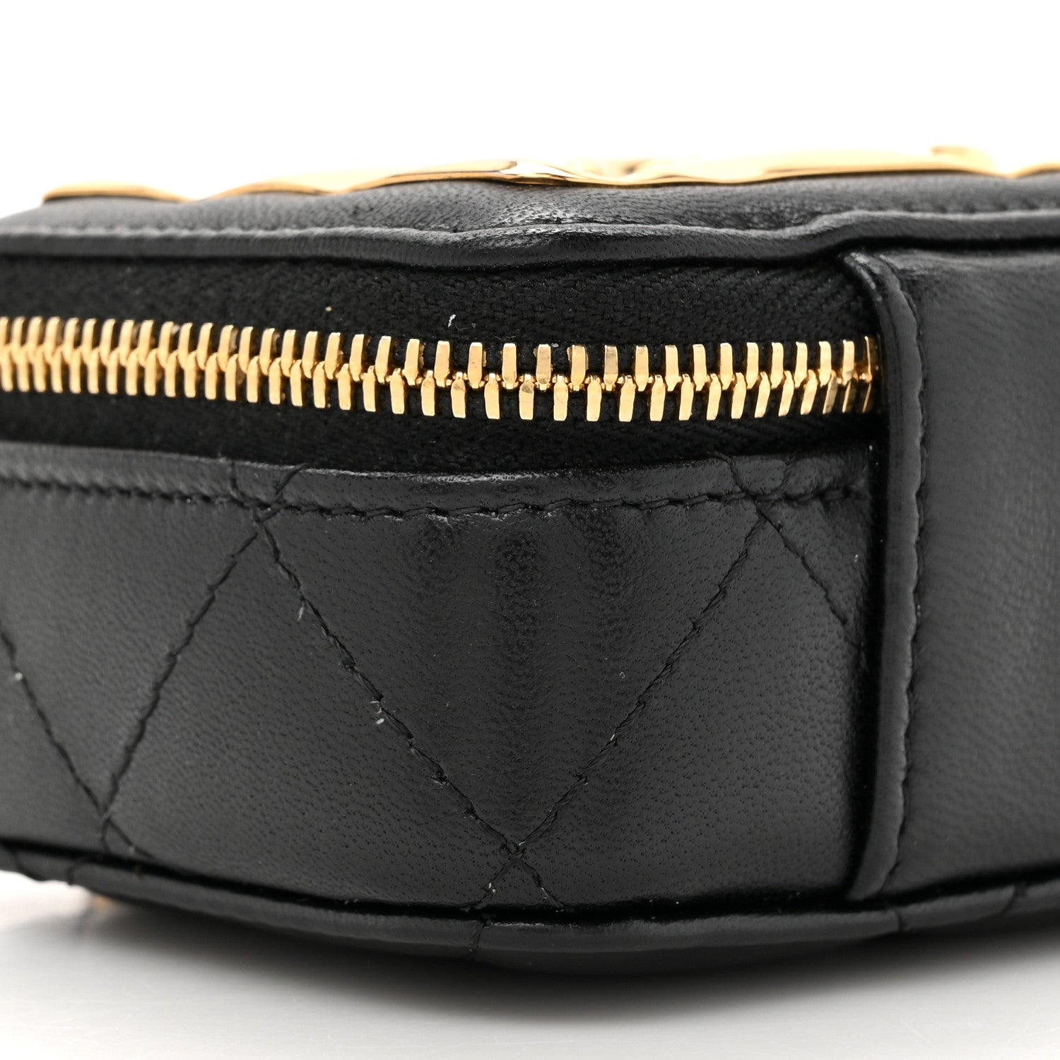 Chanel Lambskin Quilted Mini Golden Plate Clutch With Chain Black 10 of 11