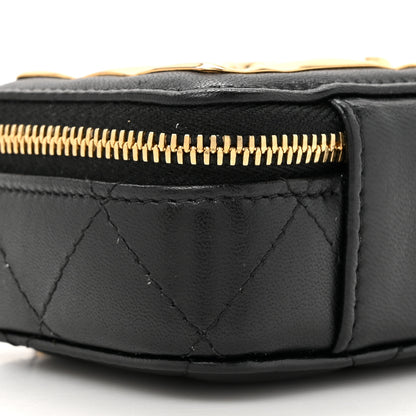 Chanel Lambskin Quilted Mini Golden Plate Clutch With Chain Black 10 of 11