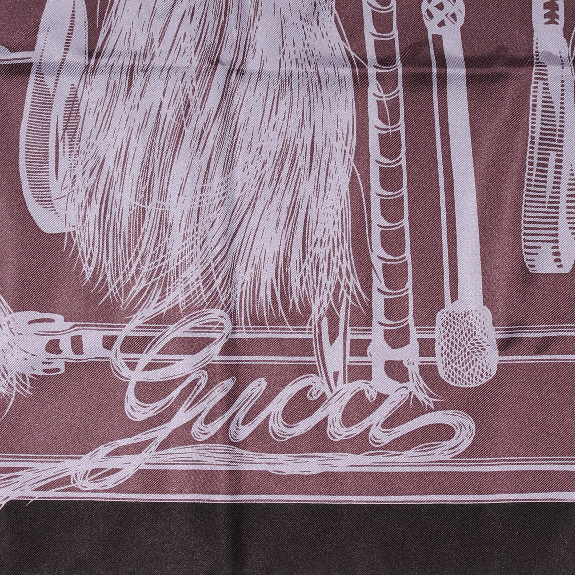 Gucci Silk Tassel Print Scarf Purple 1 of 3