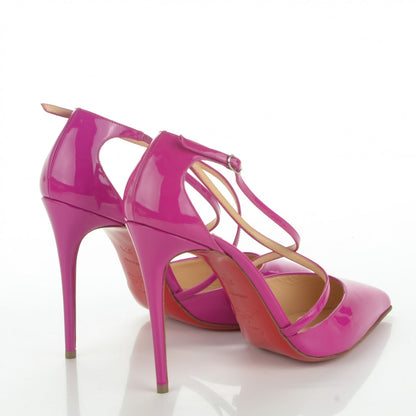 Christian Louboutin Patent Cross Blake 100 Pumps 37.5 Rose Indien 4 of 7