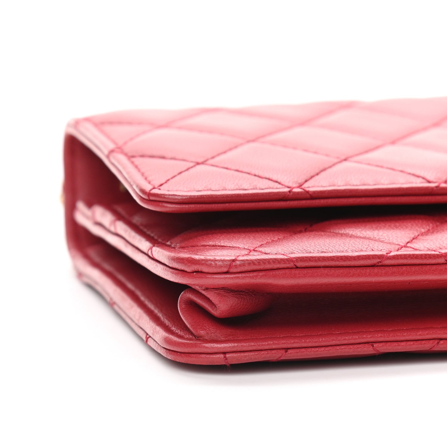 Chanel Lambskin Quilted Trendy CC Wallet On Chain WOC Red 8 of 9