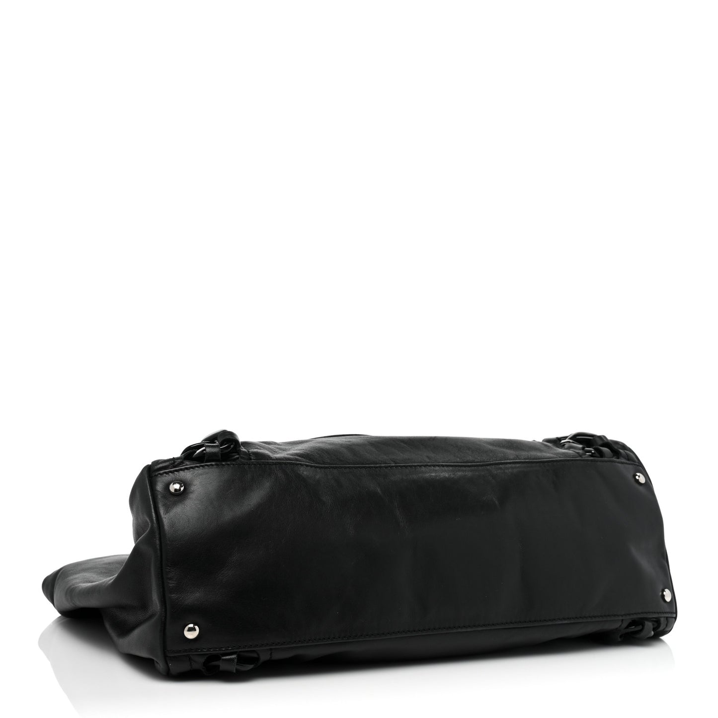 Calfskin Modern Chain Rhodoid East West Tote Black