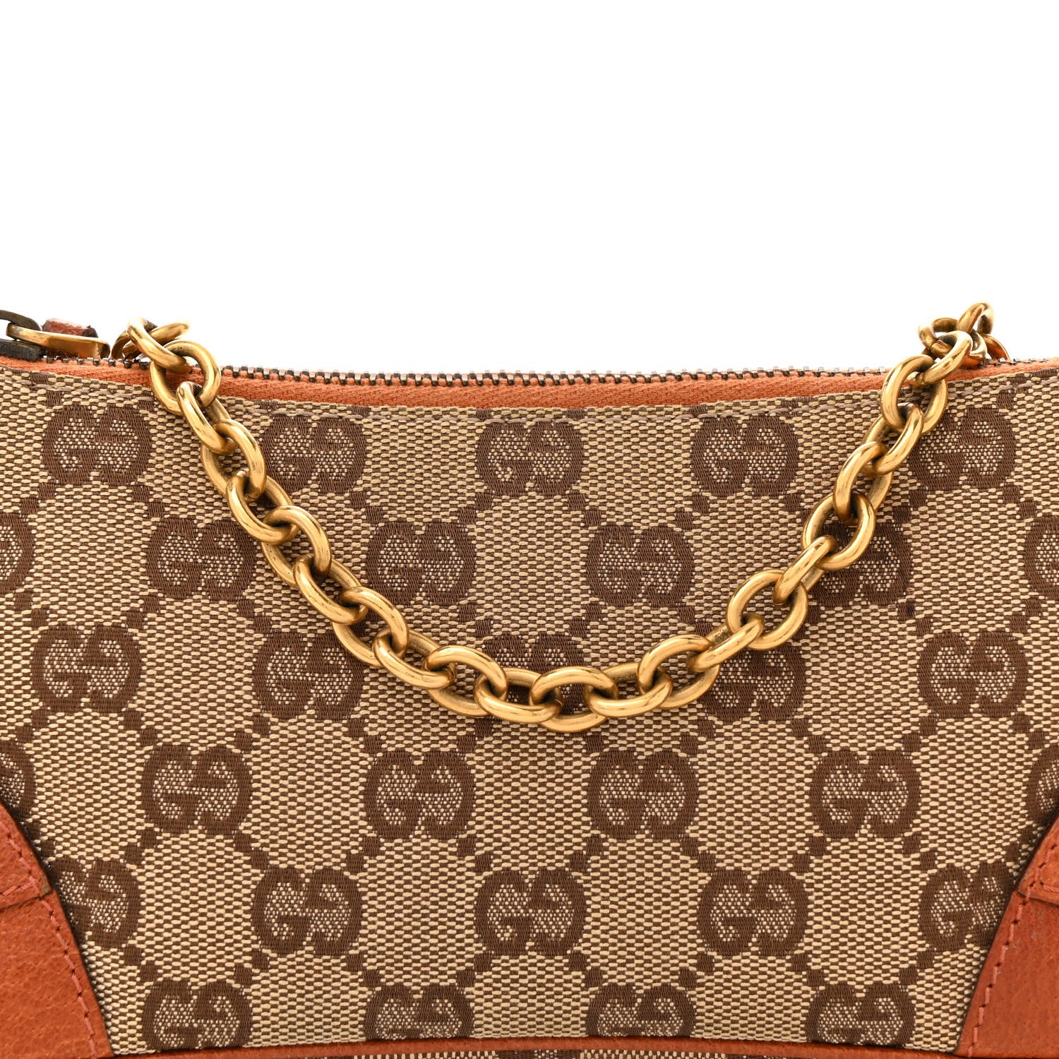 Gucci Monogram Horsebit Nail Chain Pochette Orange 8 of 11