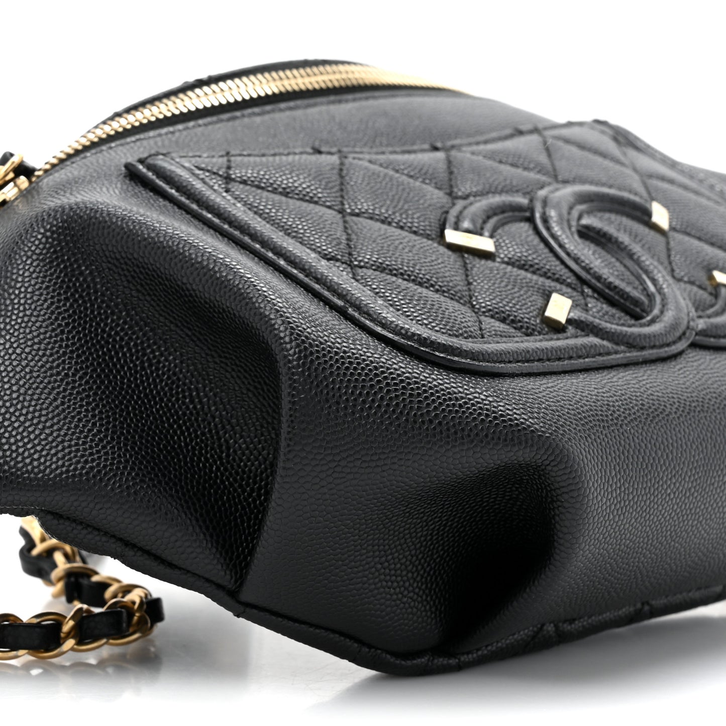 Caviar Quilted Filigree Waist Bag Black