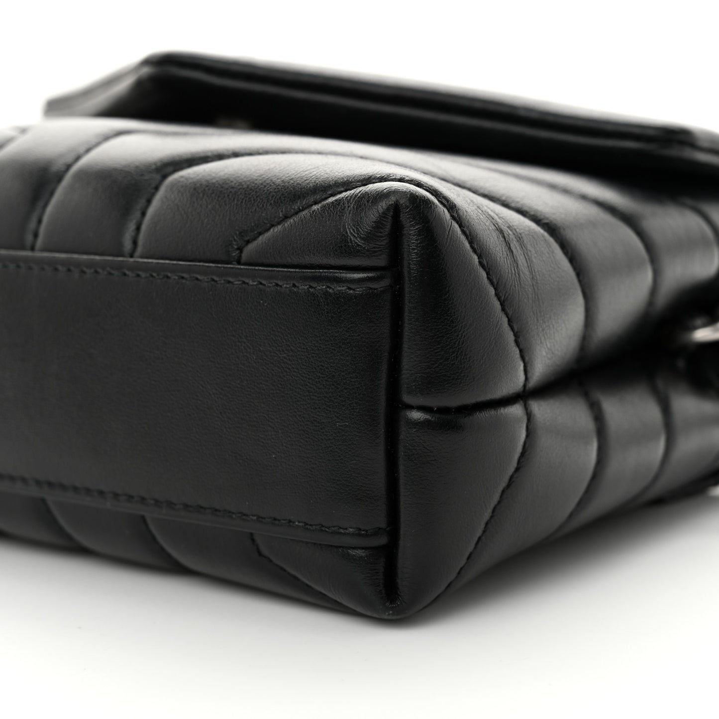 Calfskin Y Quilted Monogram Toy Loulou Crossbody Bag Black