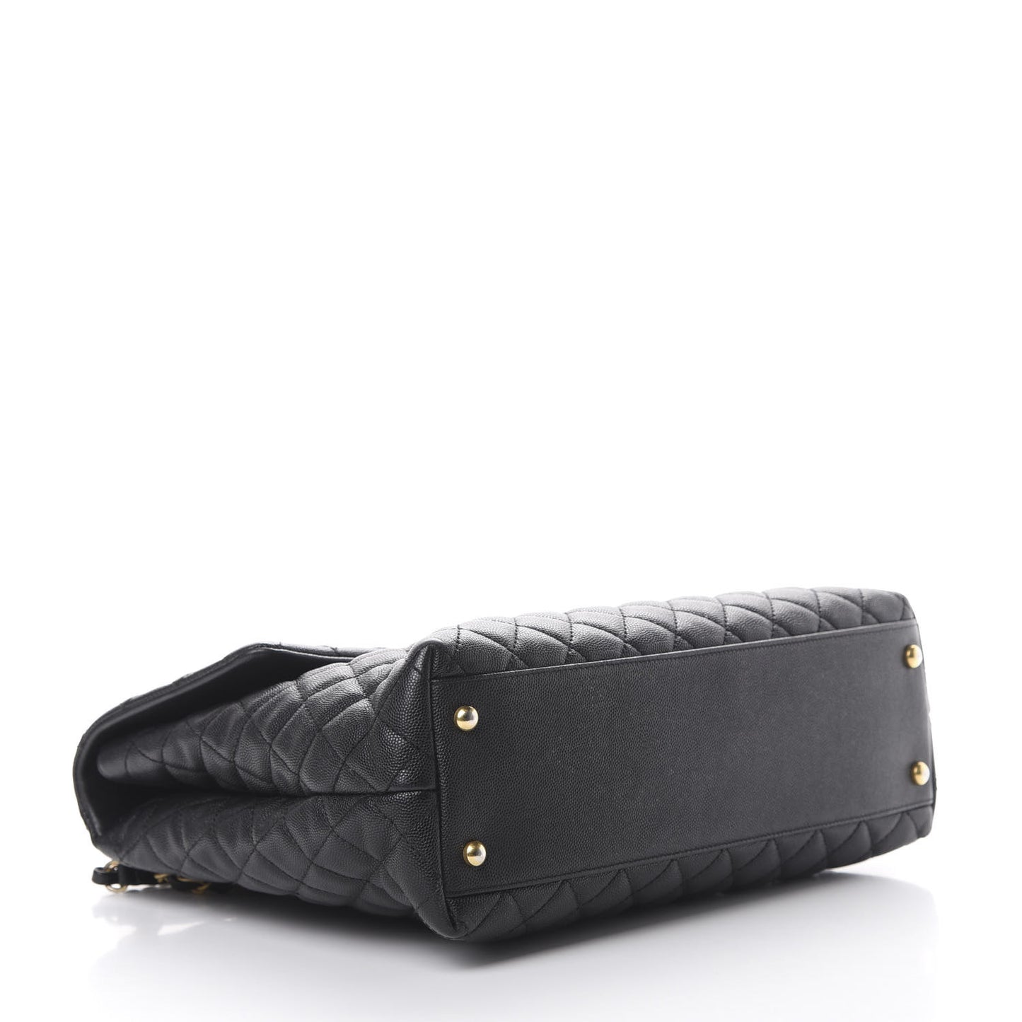 Caviar Quilted Large Coco Handle Flap Black