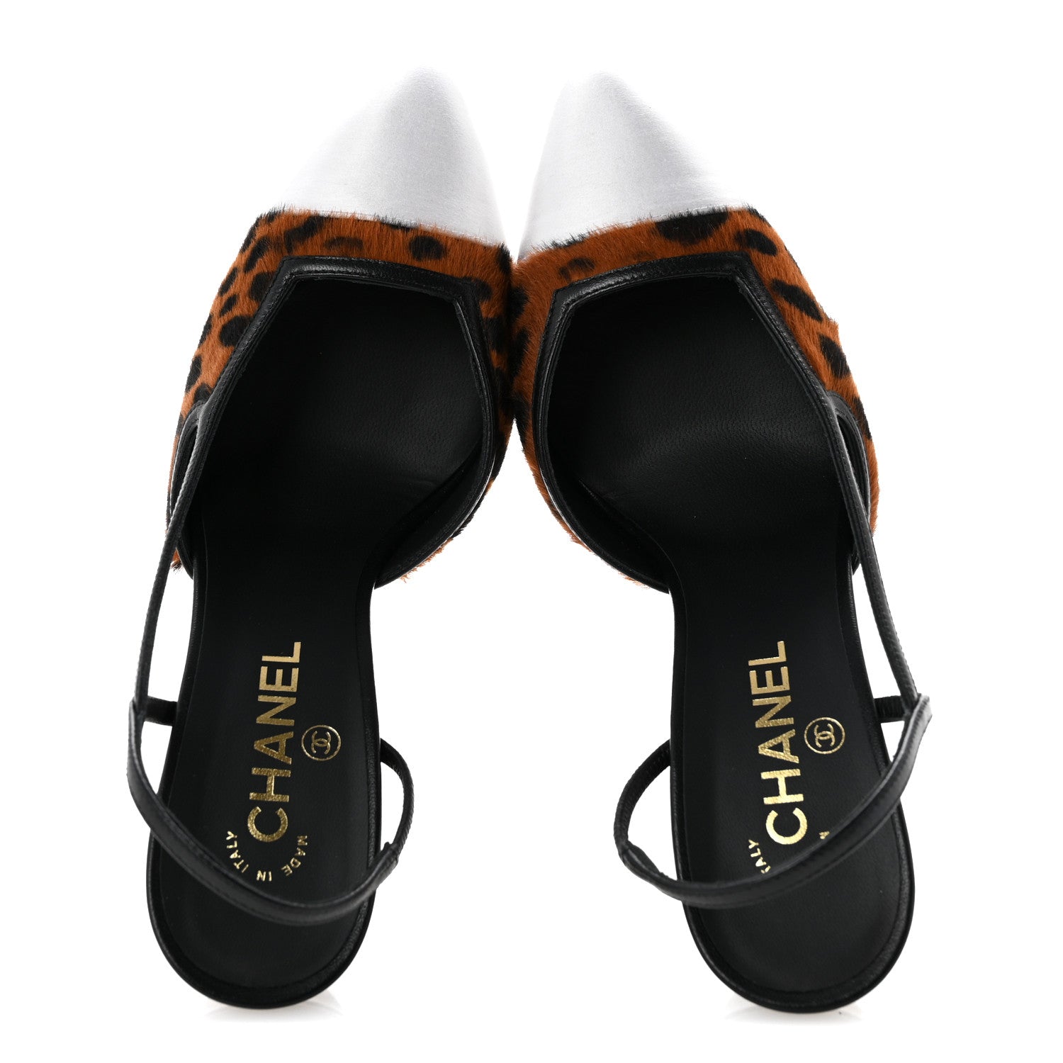 Chanel Lambskin Mixed Fibers Cap Toe CC Slingback Pumps 40 Brown Black White 2 of 10