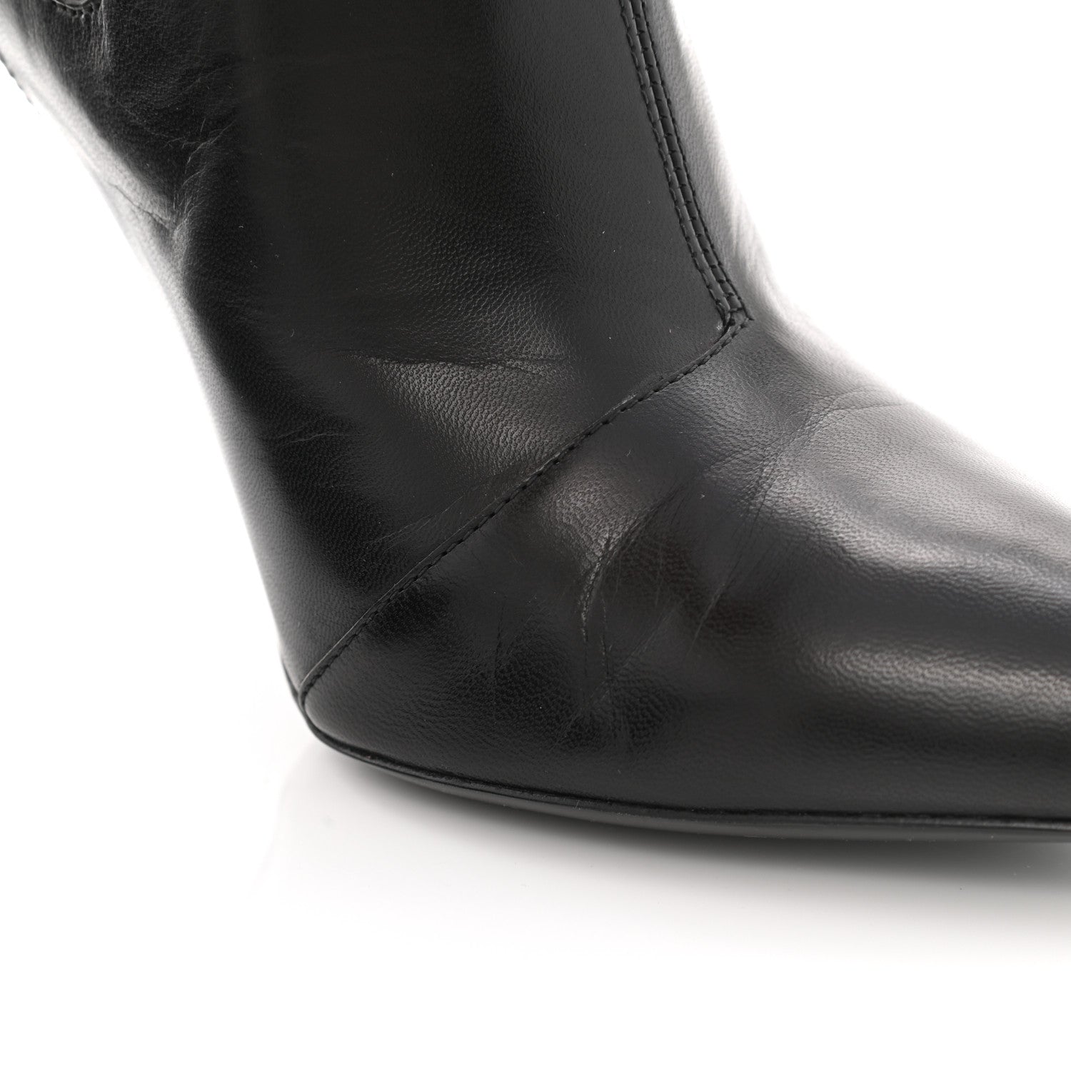 Balenciaga Shiny Sheepskin Pointed Toe Booties 40 Black 8 of 10