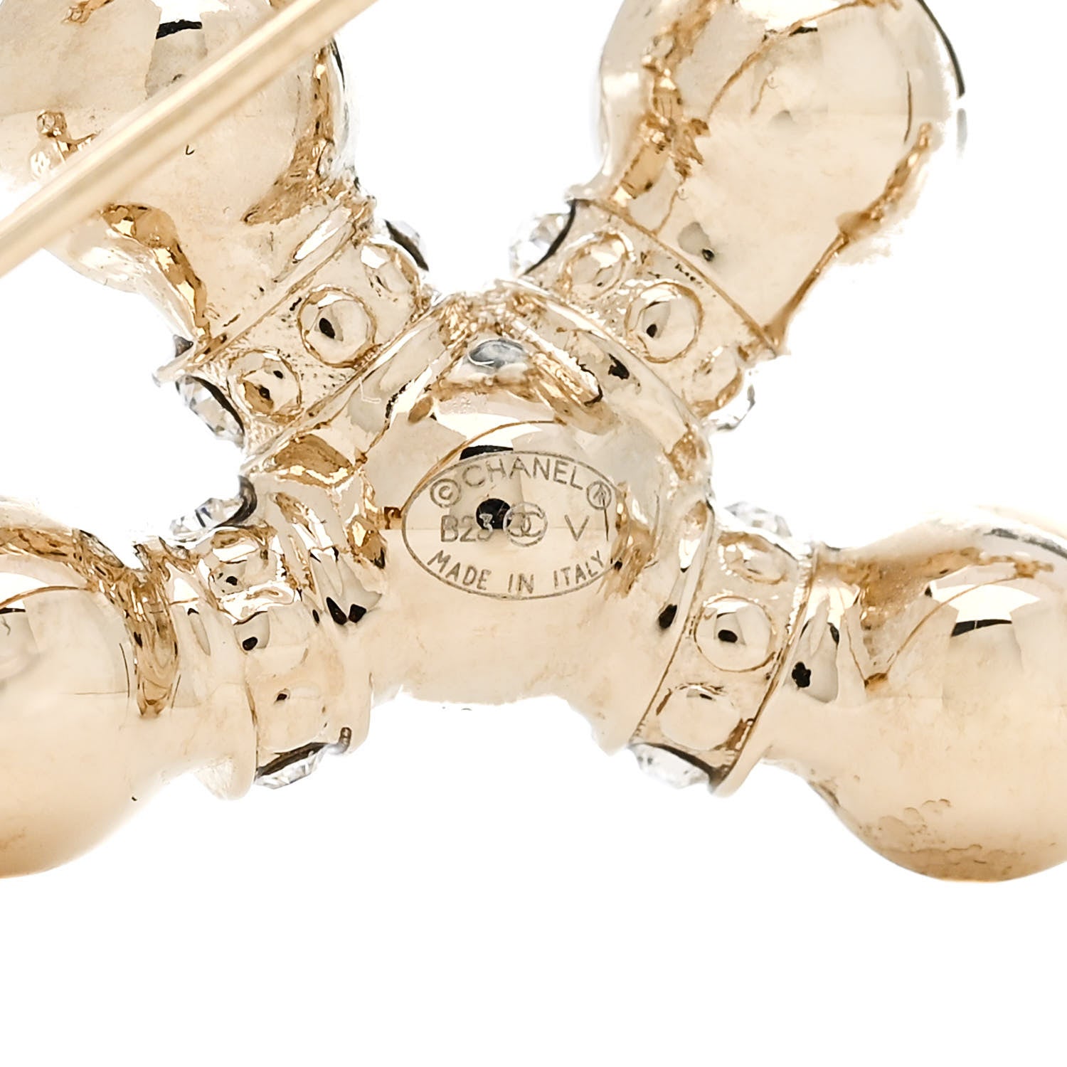 Chanel Pearl Crystal Nefertiti CC Brooch Gold 3 of 4