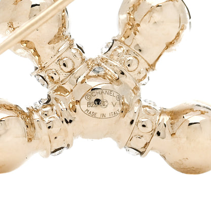 Chanel Pearl Crystal Nefertiti CC Brooch Gold 3 of 4