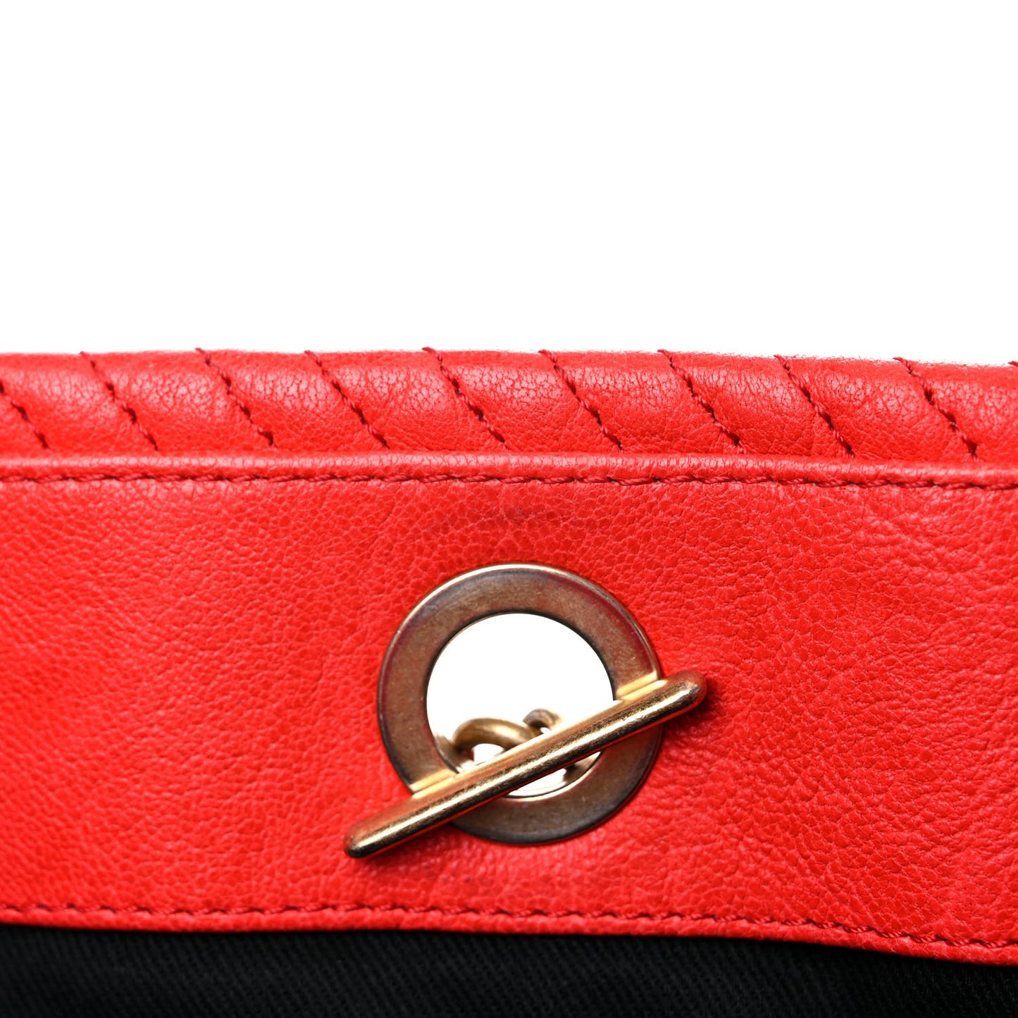 Wrinkled Lambskin Chevron Quilted Large Surpique Tote Red
