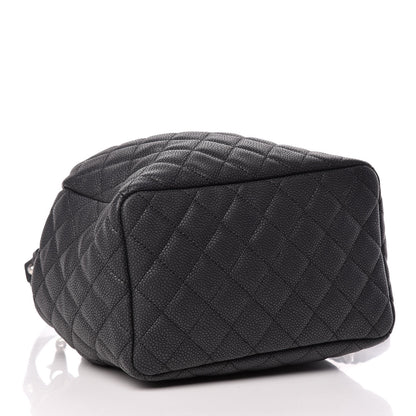 Chanel Caviar Flat Quilted CC Chain Bucket Drawstring Bag Black 4 of 9