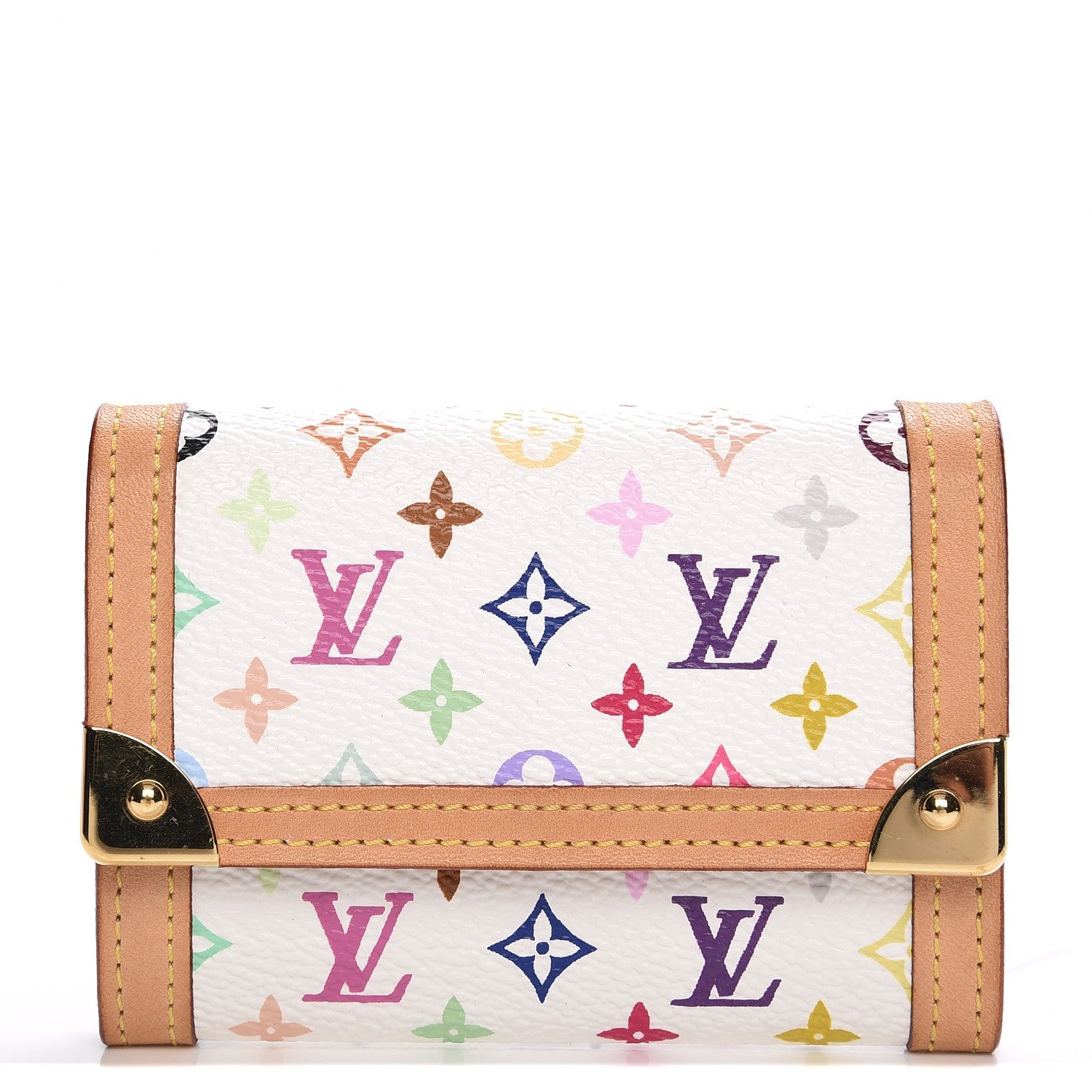 Louis Vuitton Monogram Multicolor Porte-Monnaie Plat Coin Purse White 1 of 9