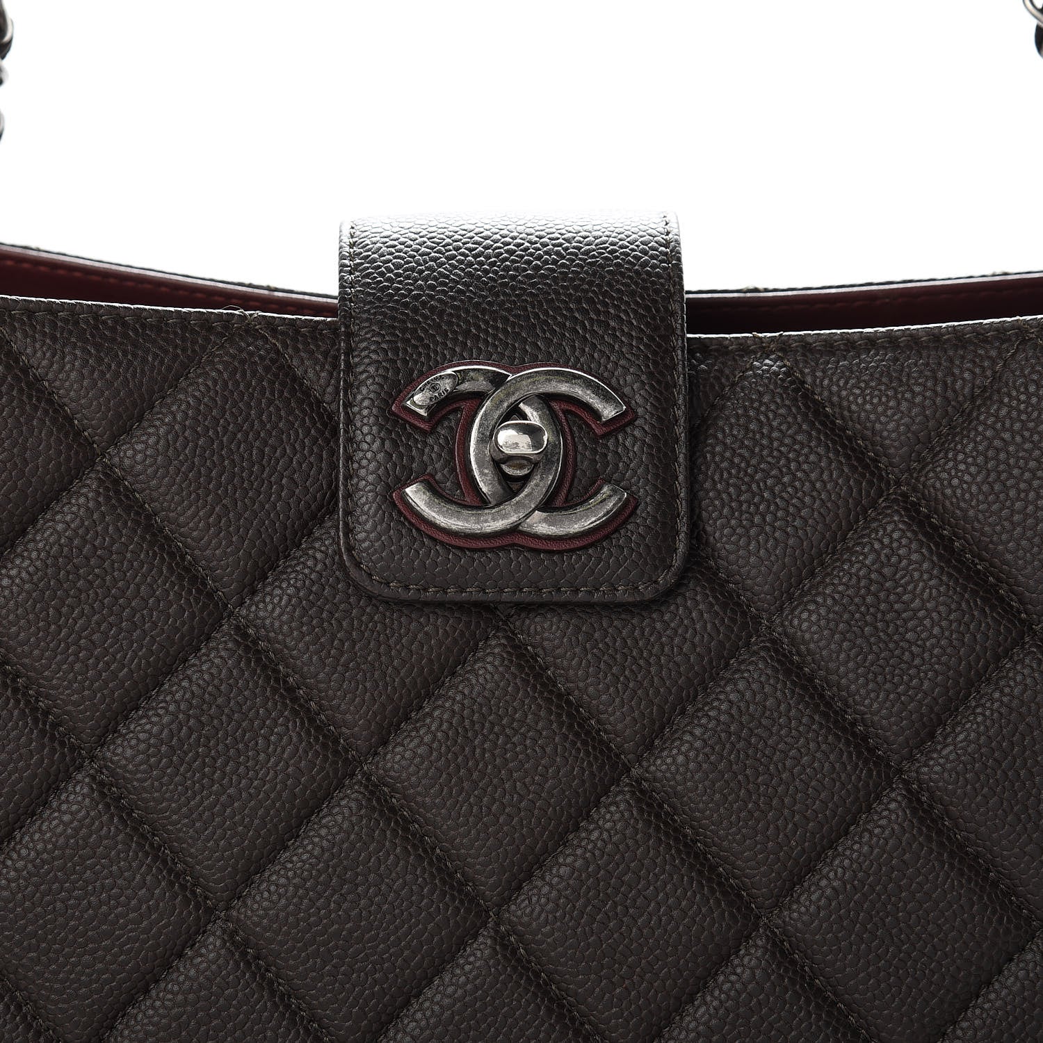 Chanel Caviar Quilted Large CC Accordion Shopping Bag Brown 8 of 15