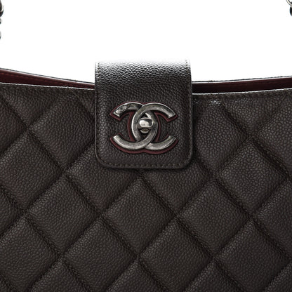 Chanel Caviar Quilted Large CC Accordion Shopping Bag Brown 8 of 15