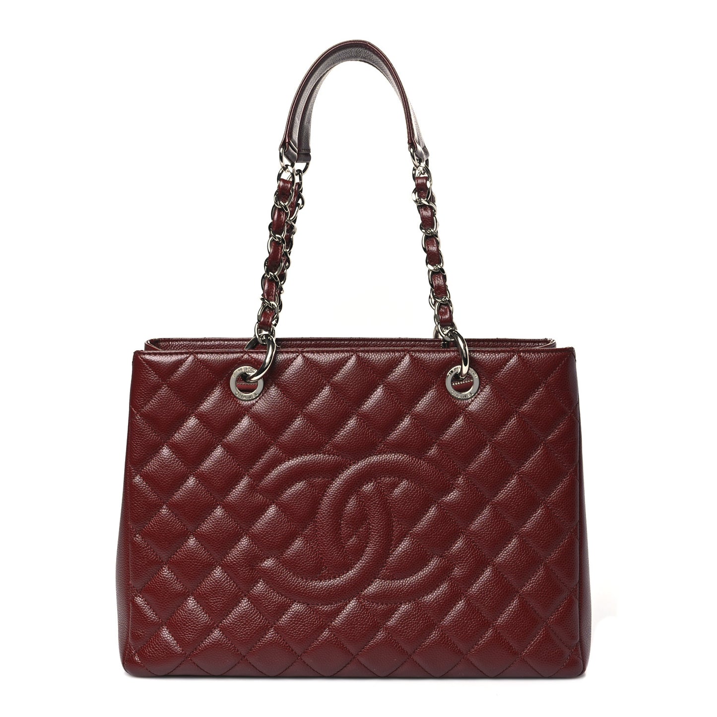 Caviar Quilted Grand Shopping Tote GST Dark Burgundy