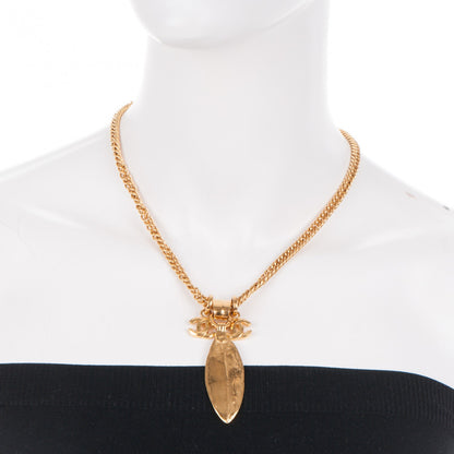 Chanel CC Leaf Pendant Necklace Gold 2 of 4