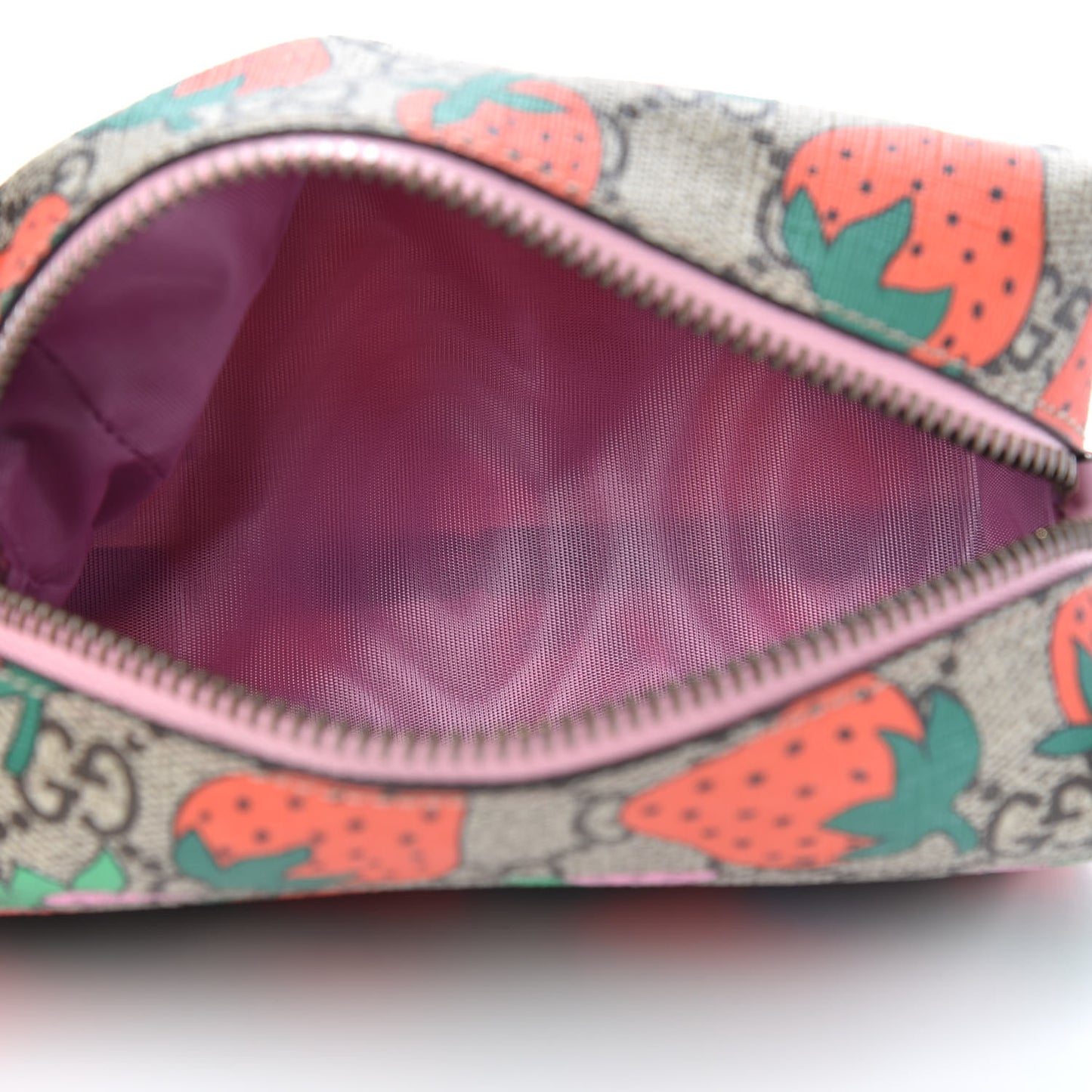 GG Supreme Monogram Strawberry Cosmetic Case