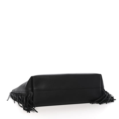 Saint Laurent Calfskin Large Fringe Shopping Tote Black 4 of 9