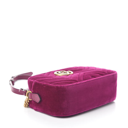 Gucci Velvet Matelasse Small GG Marmont Chain Shoulder Bag Fuchsia Violet Cyclamen 4 of 10