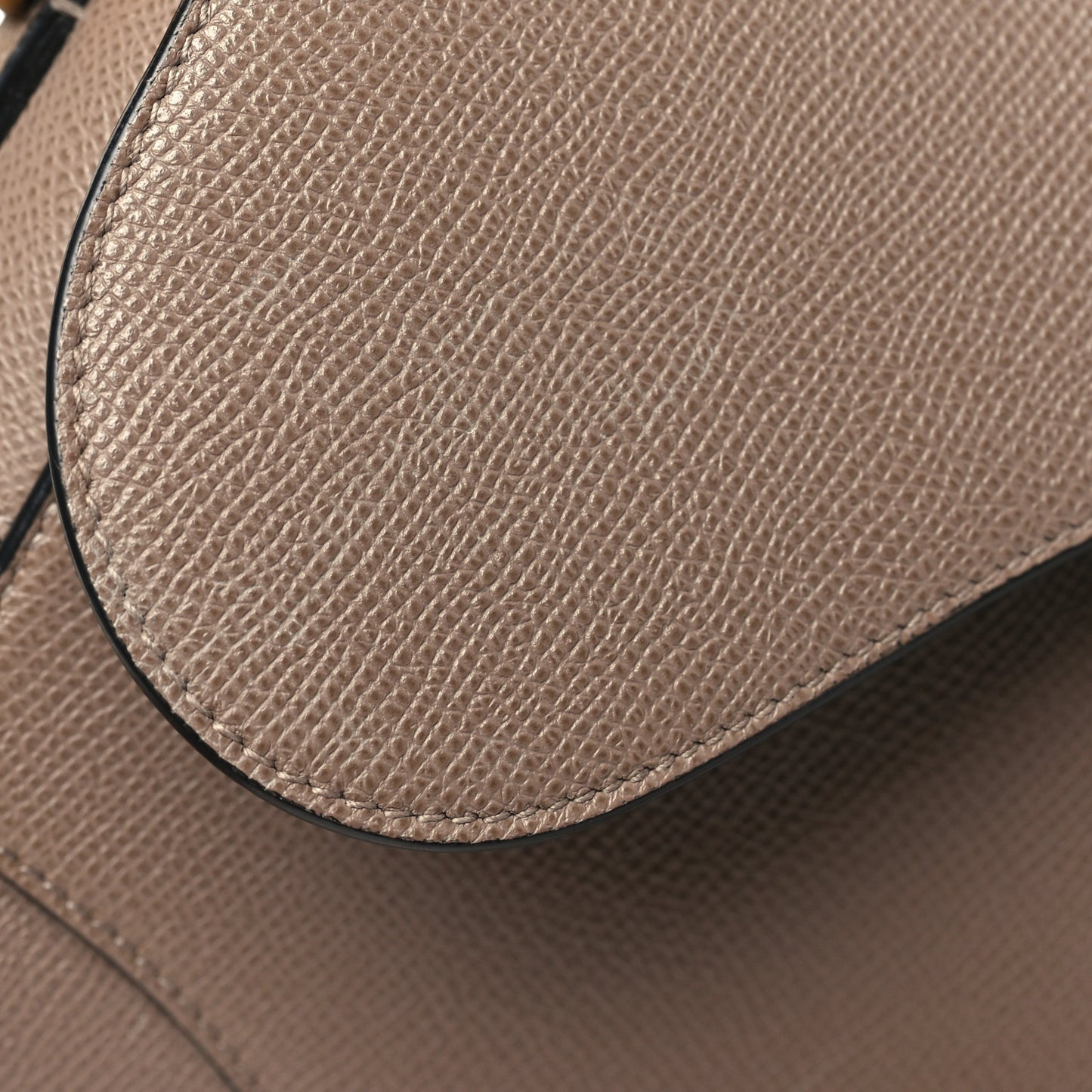Grained Calfskin Saddle Bag With Strap Warm Taupe