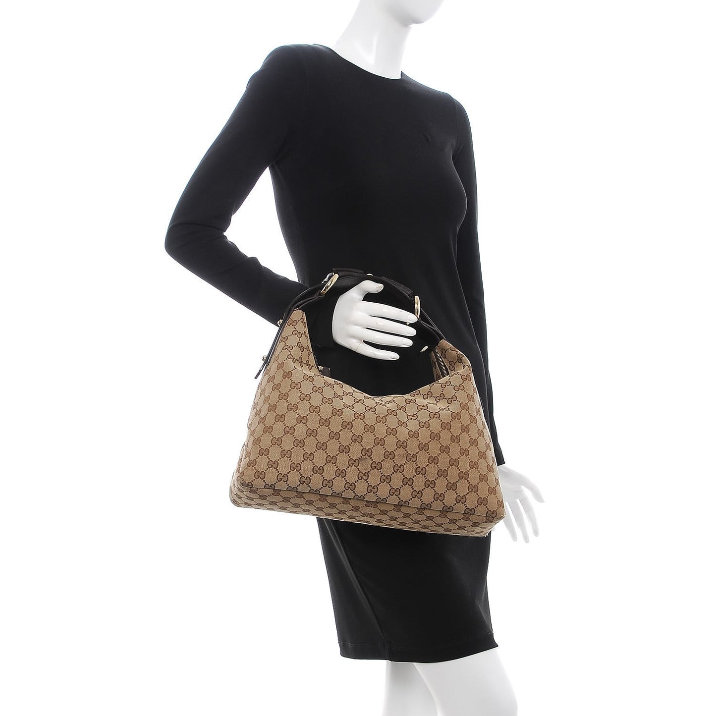 Monogram Medium Horsebit Chain Hobo Dark Brown