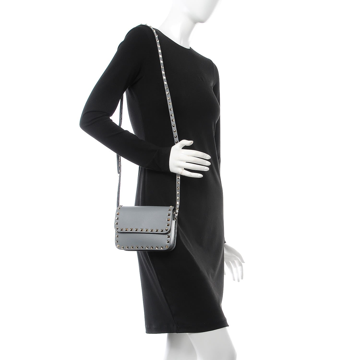 Valentino Garavani Vitello Rockstud Flap Crossbody Bag Stone 2 of 6