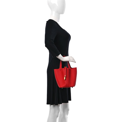 Hermes Taurillon Clemence Picotin Lock 18 PM Rouge De Coeur 2 of 10