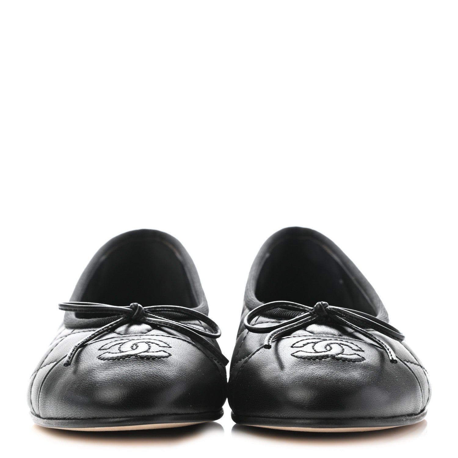 Chanel Quilted CC Cap Toe Ballerina Flats 37.5 Black 2 of 9
