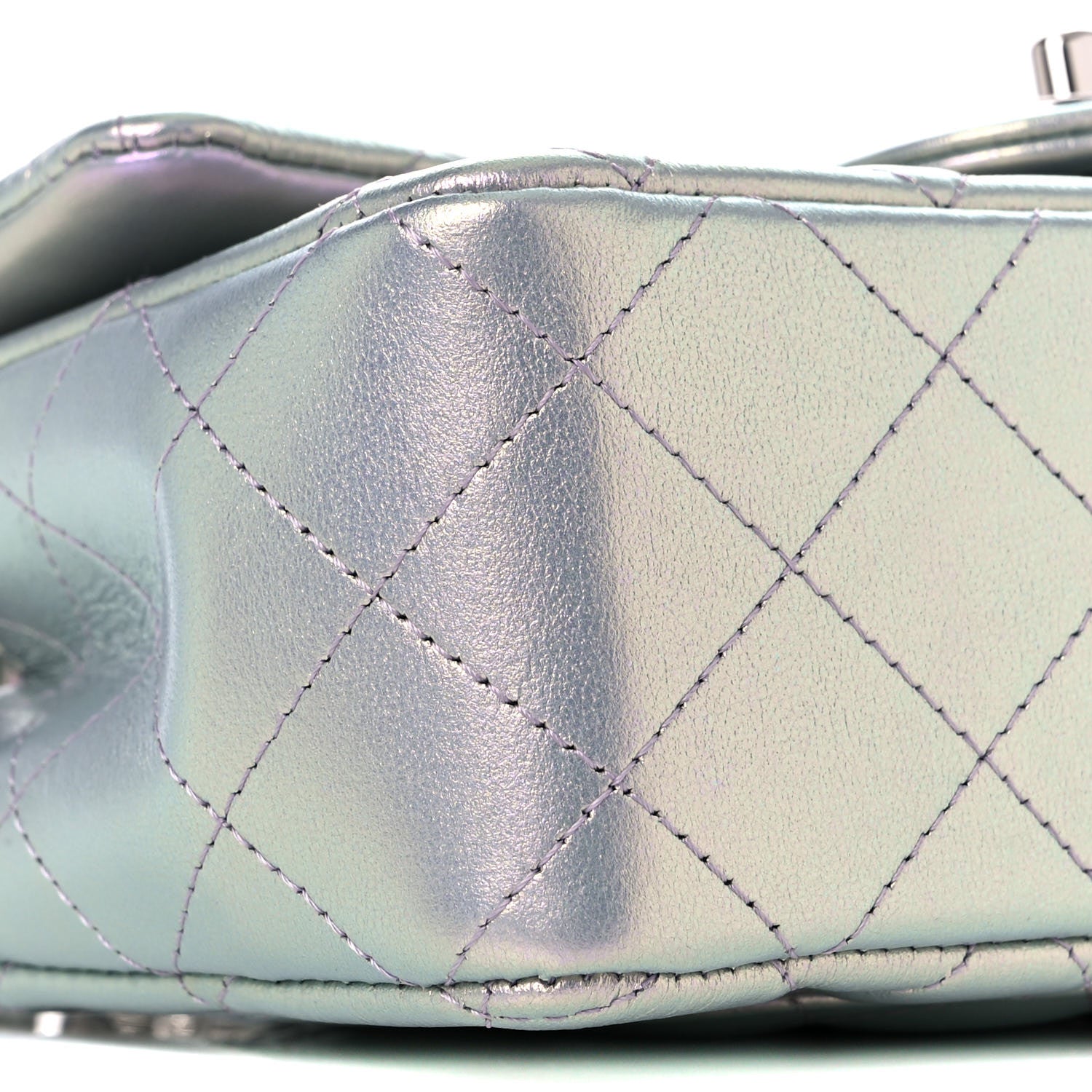 Chanel Iridescent Calfskin Quilted Mini Rectangular Flap Light Purple 8 of 12