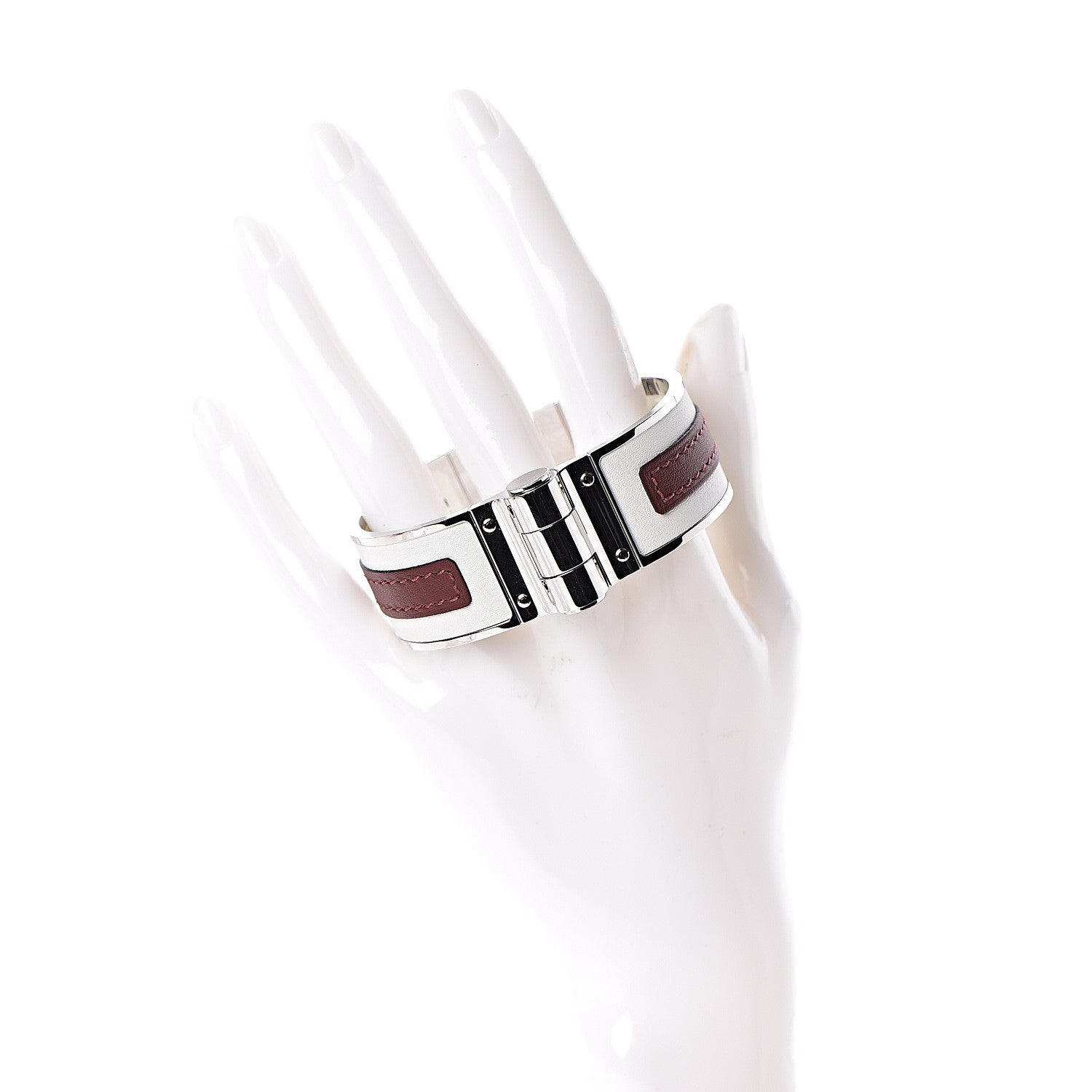 Hermes Swift Calfskin Uni Wide Equestre Hinged Bracelet S Rouge H White 2 of 4