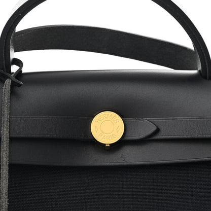 Hermes Military Toile Vache Hunter Herbag Zip Retourne 31 PM Black 9 of 12