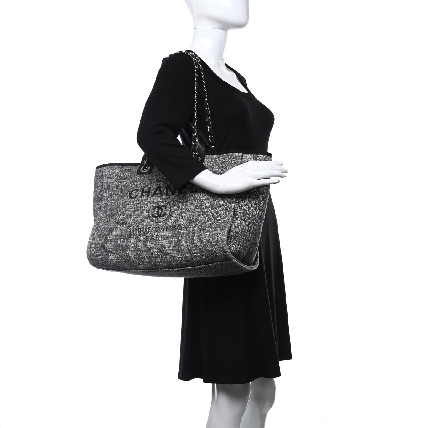 Mixed Fibers Large Deauville Tote Charcoal
