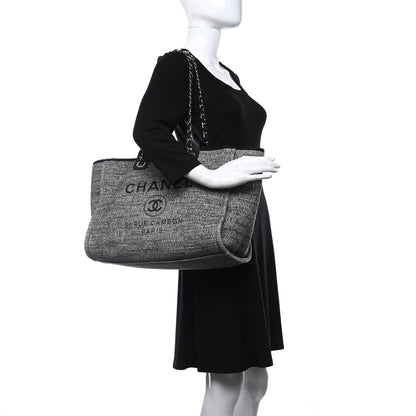 Chanel Mixed Fibers Large Deauville Tote Charcoal 2 of 13