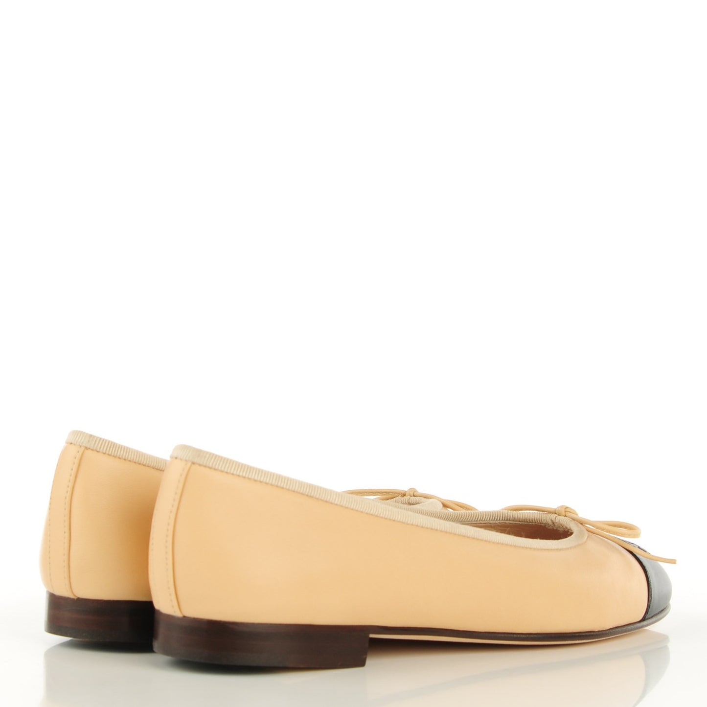 Lambskin Cap Toe CC Ballerina Flats 36.5 Beige Black