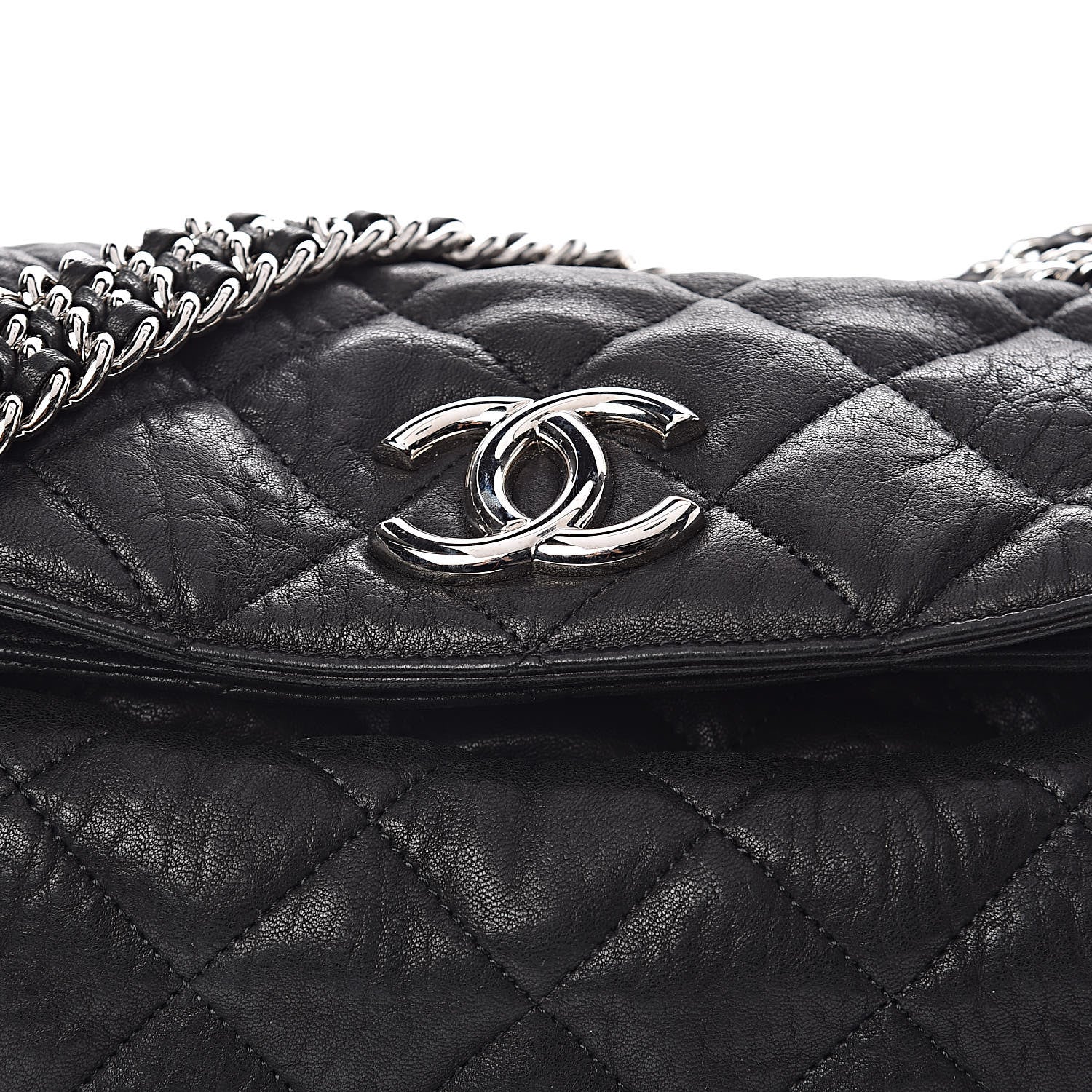 Chanel Washed Lambskin Chain Around Hobo Black 9 of 11