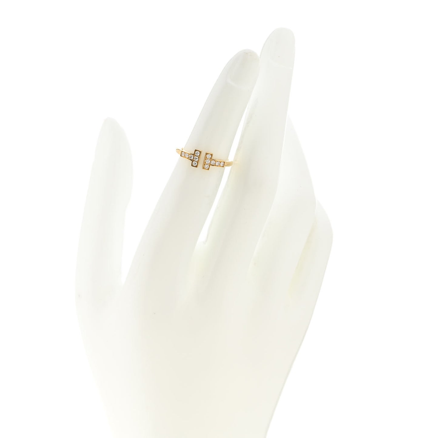 18K Yellow Gold Diamond T Wire Ring 48 4.5
